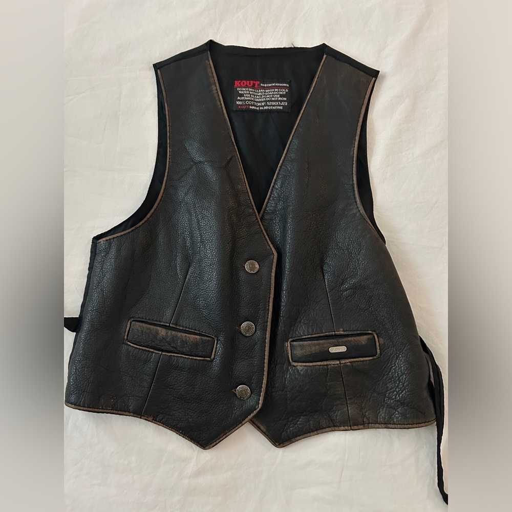 Vintage distressed leather vest